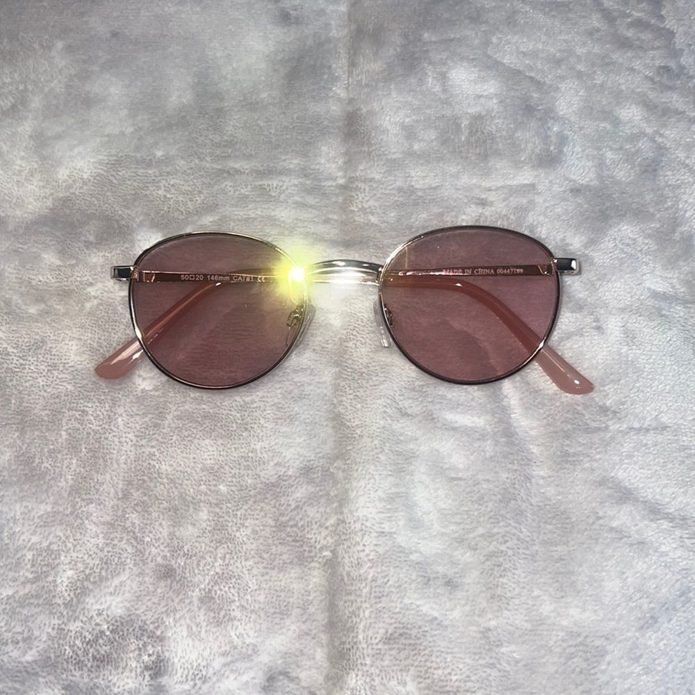 𝅺ROUND Rose colored glasses with gold rim